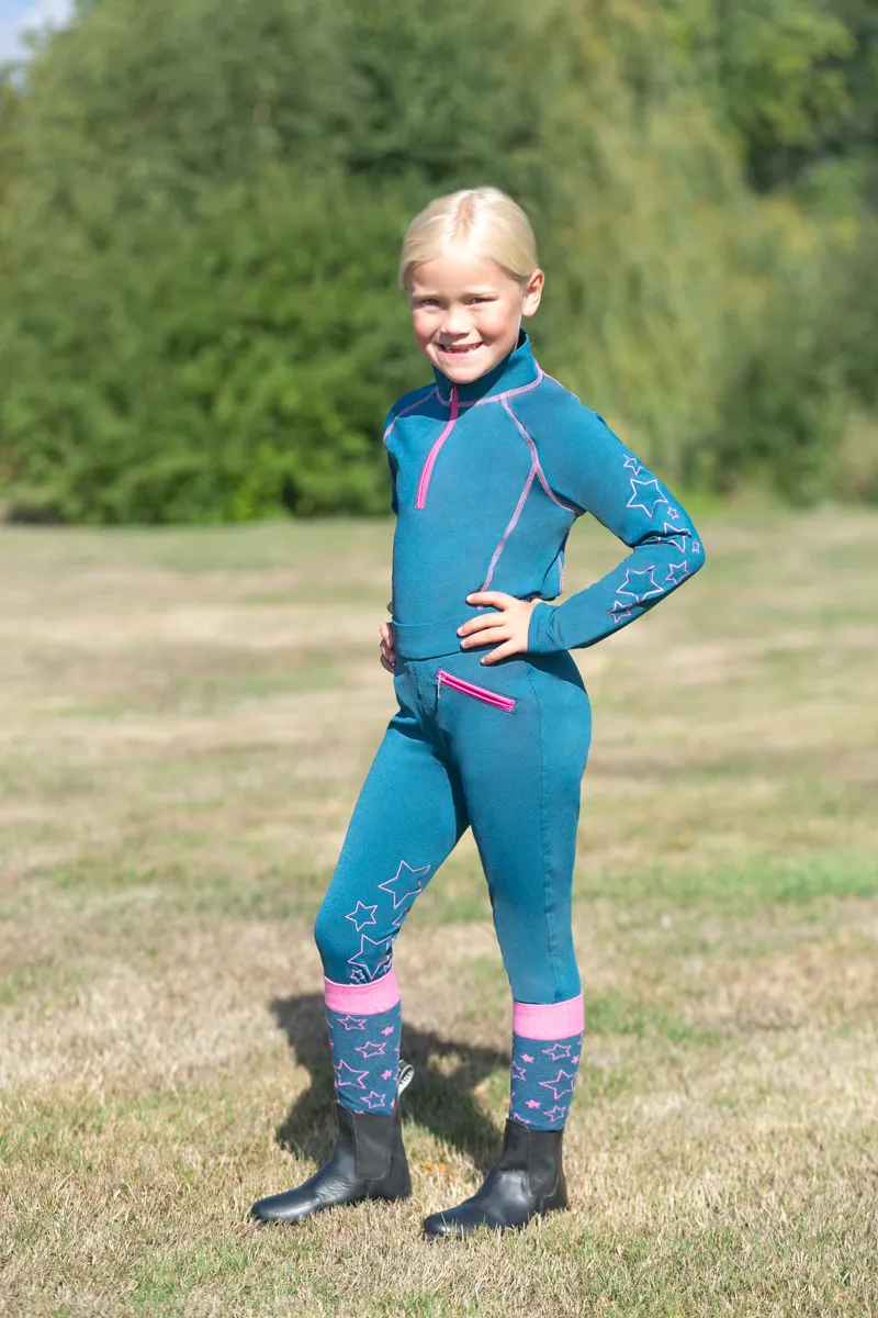 Hy Equestrian Stella Children's Socks - 3 Pack - Ink Blue/Pink-1